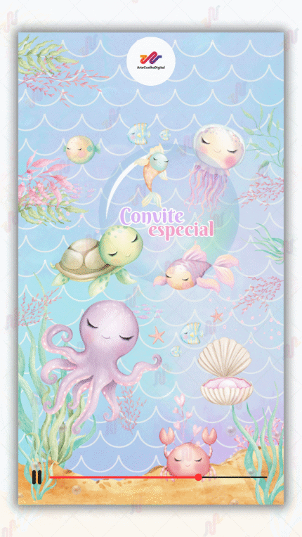 Convite Animado Plus Fundo do Mar