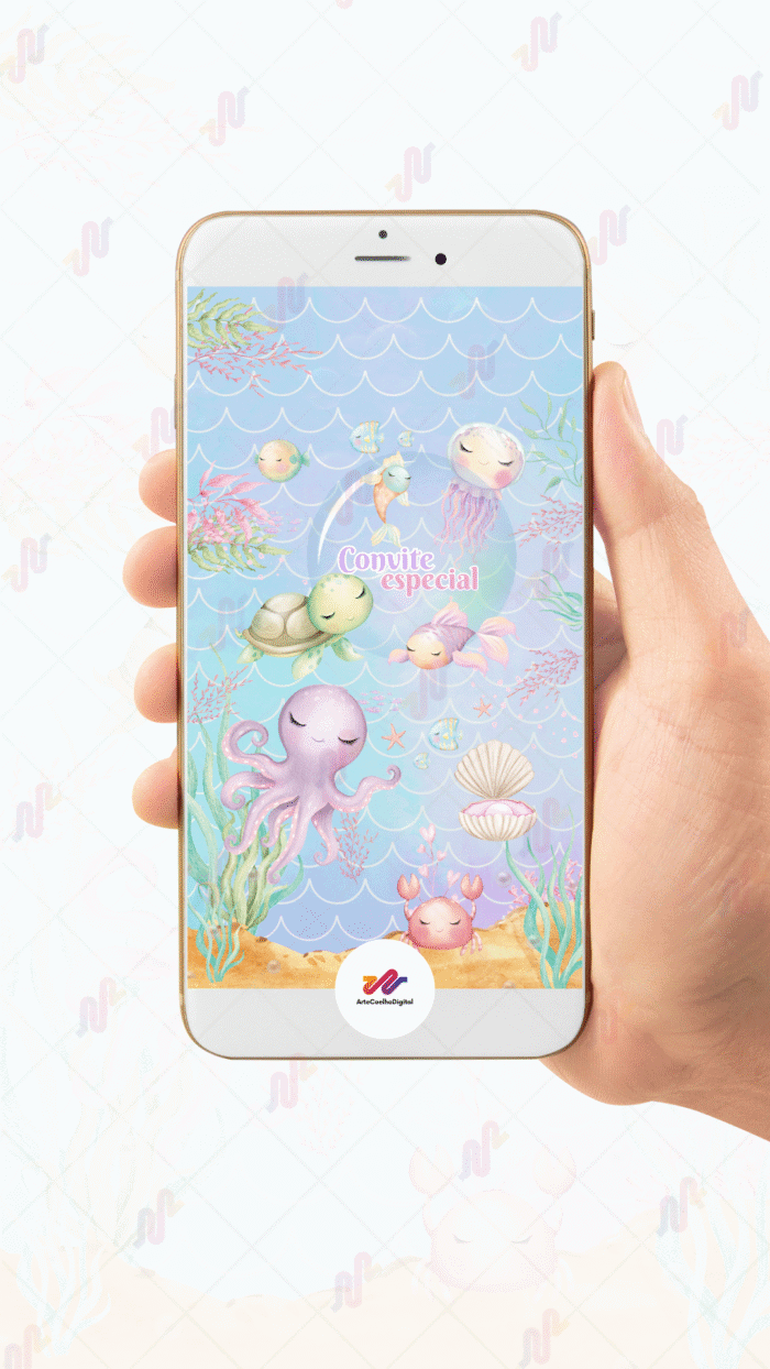Convite Animado Plus Fundo do Mar - Imagem 2