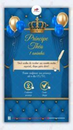 Convite Interativo Gold Plus Realeza Azul