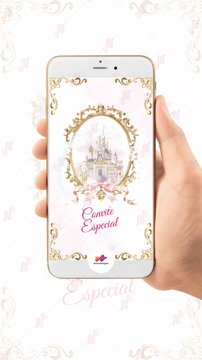 Convite Animado Plus Princesas Disney - Imagem 2