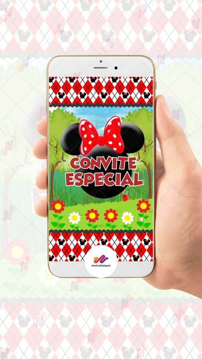 Convite Animado Plus Minnie Vermelha - Imagem 2
