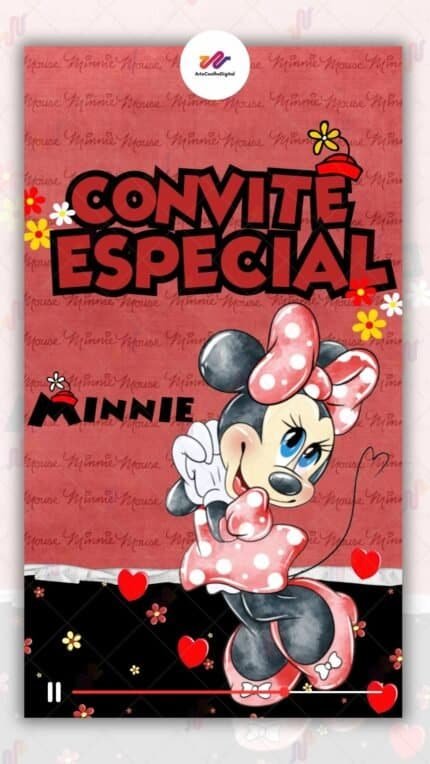 Convite Animado Plus Minnie Vermelha