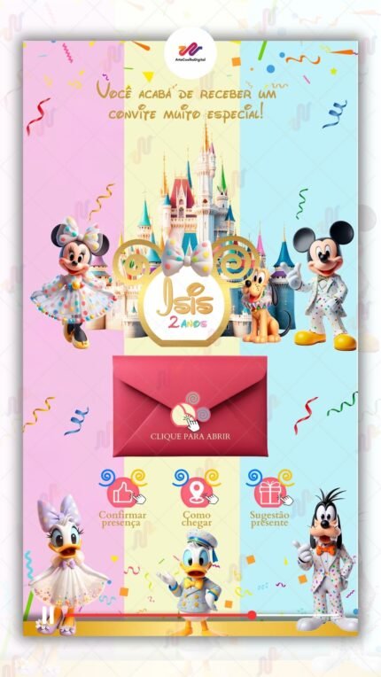 Convite Interativo Gold Plus Disney