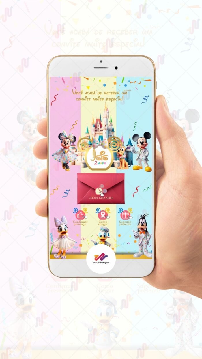 Convite Interativo Gold Plus Disney - Imagem 2