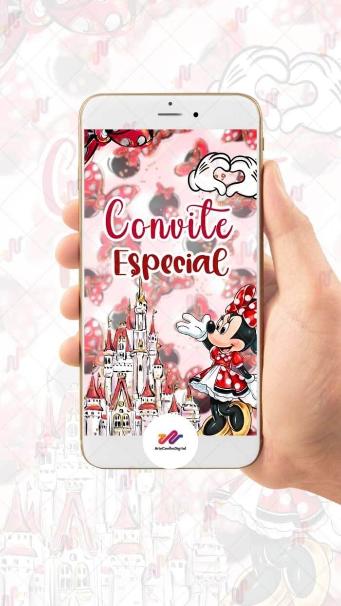 Convite Animado Plus Minnie Vermelha - Imagem 2