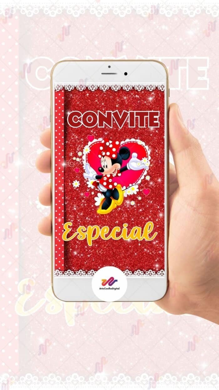Convite Animado Plus Minnie Vermelha - Imagem 2