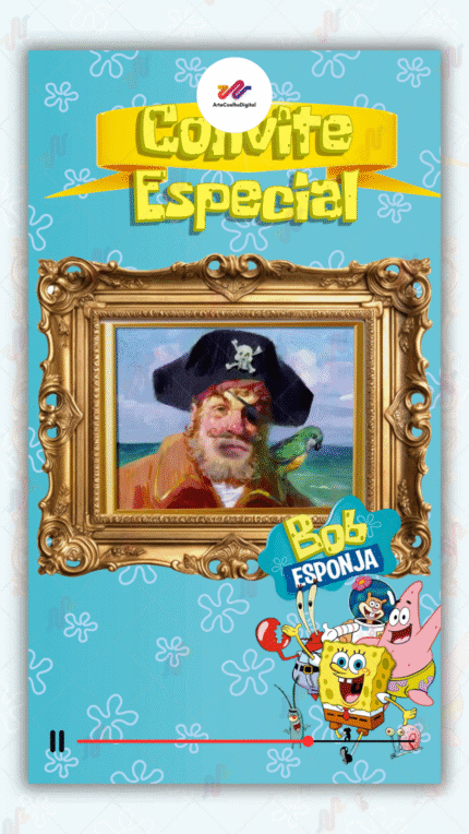 Convite Animado Plus Bob Esponja